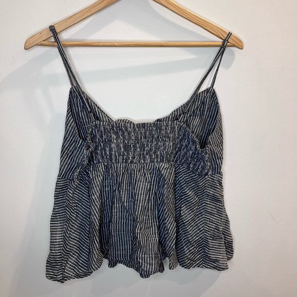 Abercrombie & Fitch Women's Pin Stripe Babydoll Tank Top Size Large Smocked Back - Picture 2 of 6